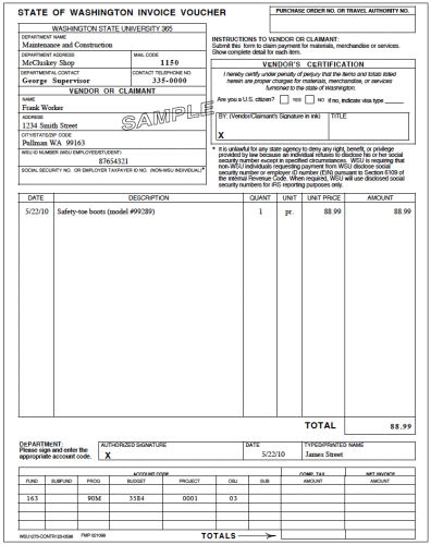 Figure 1 State of Washington Invoice Voucher