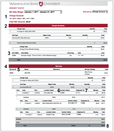 ITS Online Customer Billing Statement full detail report
