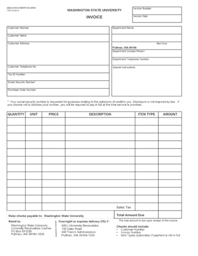 WSU Invoice