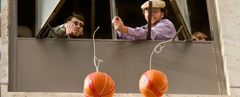 Pumpkins away! The Astronomy and Physics Club's annual Pumpkin Drop from the 12th floor of Webster Hall.