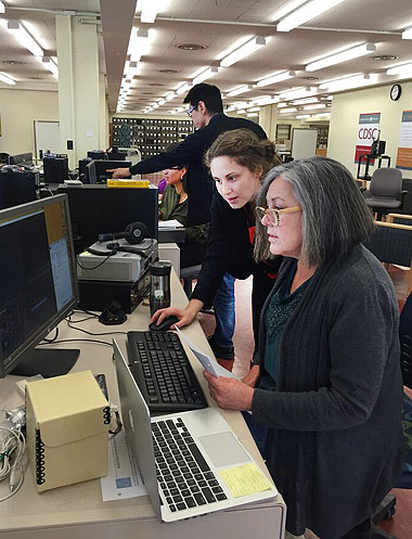 CDSC staff assist a member of a tribal stewardship cohort with a digital curation project.