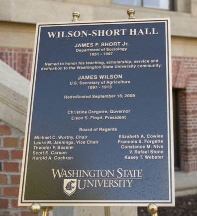 Dedication plaque for the building.