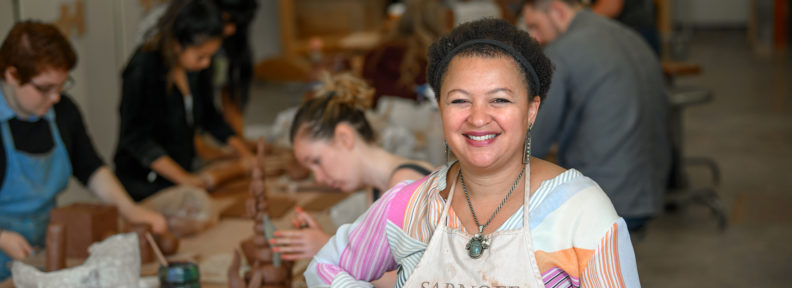 Io Palmer in the sculpture studio