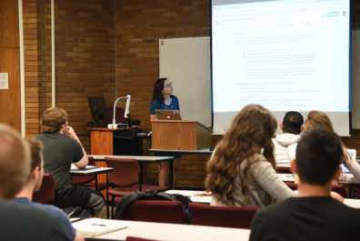Professor Cozza instructing an English course