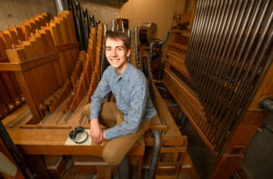 Thomas LeClair and the Webster pipe organ.