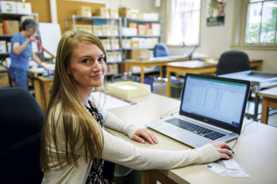 female student at computer