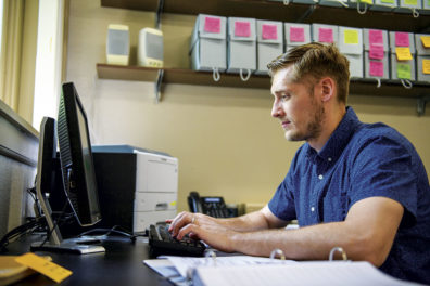 Male student at computer