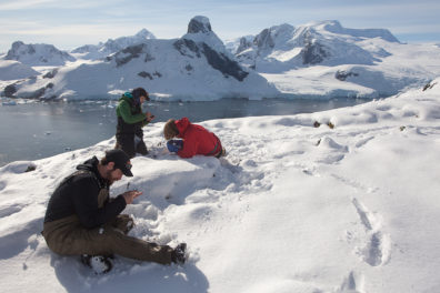 Researchers in the snow.