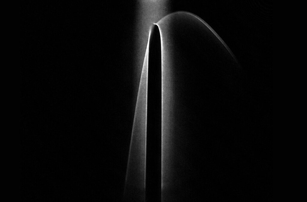 Black and white, microscopic image produced during an experiment with an atom laser..