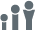 three human shapes, small, medium, large