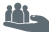 icon for three people silhouettes sitting in palm