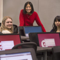 WSU Students Rae Marks and Joanne Magtiby with Professor Shira Broschat.