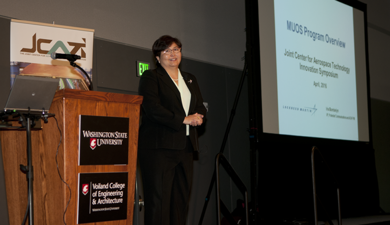 Iris Fujiura Bombelyn, keynote speaker at the recent Joint Center for Aerospace Technology and Innovation’s annual symposium held in Spokane.