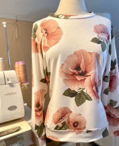 Lightweight sweatshirt style top on a dressform