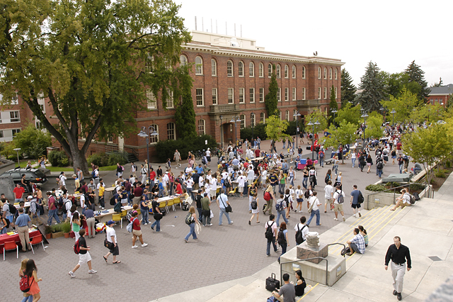 Image of many students participating in Coug Fest.