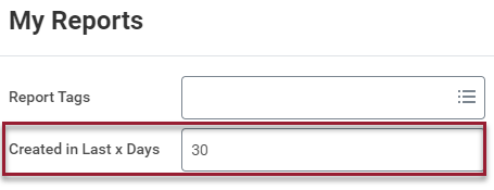 The Created in Last x Days value.