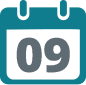 blue calendar sheet, date 09