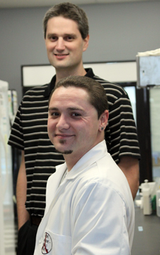Scientist Cameron Peace and lab technician Terry Rowland