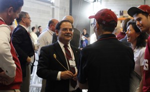 Interim WSU President Dan Bernardo visits with guests and students during the Oct. 17 dedication.
