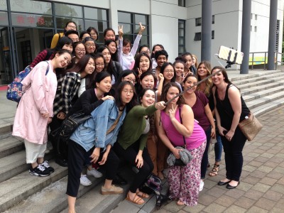 The AMDT group meets with college students at Donghua University in Shanghai, during the first leg of their trip.