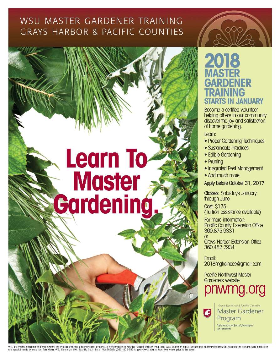 Preview for Master Gardener Training Grays Harbor County