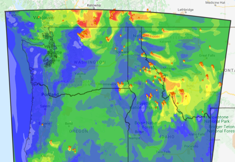 WSU AIRPACT air quality mapping resource Kitsap County Washington