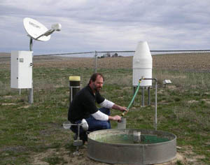 Brian Fode taking the evaporation readings.