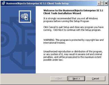 welcome message window