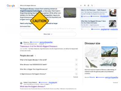 A screenshot of a Google search, showing the AI summary and several results