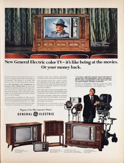 A full color magazine ad from the 1960s for televisions