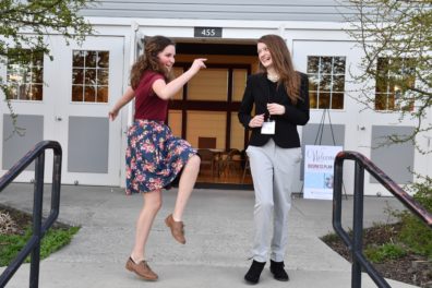 two students dancing