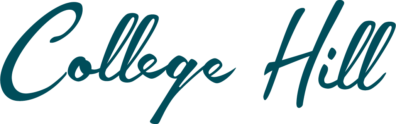 College Hill logo in teal script lettering.