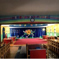 brightly colored day care room