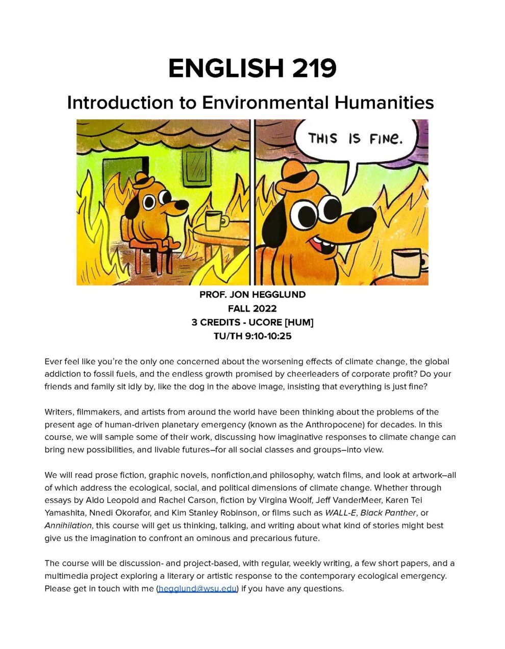 Course Descriptions English Washington State University