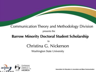 Award certificate from AEJMC