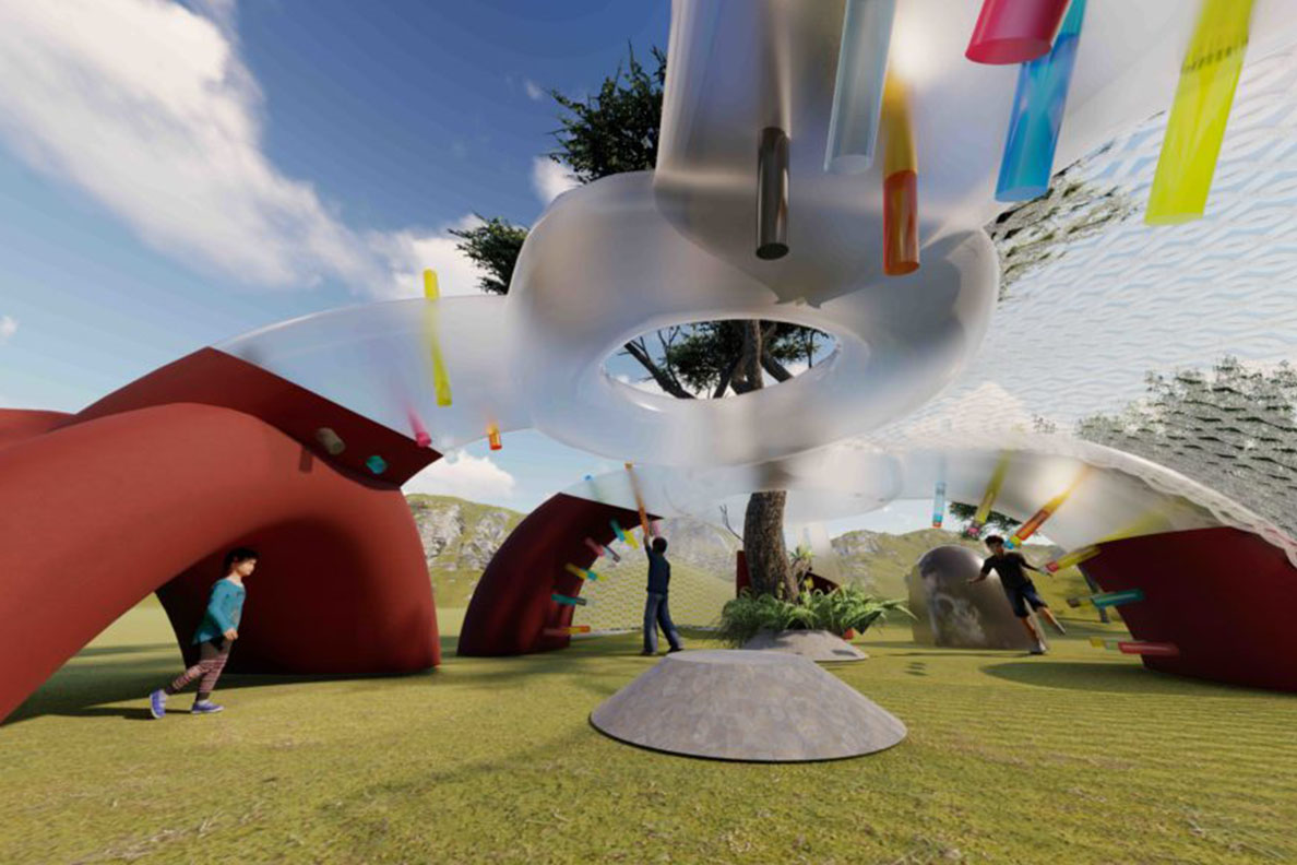 Rendering of an inflatable playground being designed by WSU students.