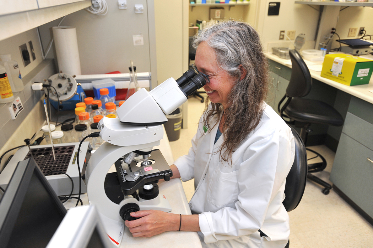 Closeup of Susan Noh in the lab.
