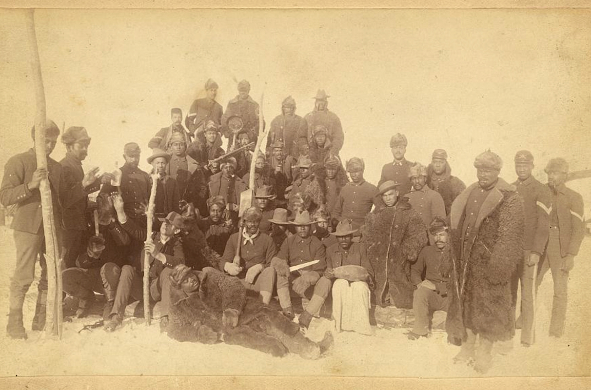 Buffalo soldiers of the 25th Infantry posing for a group photo.