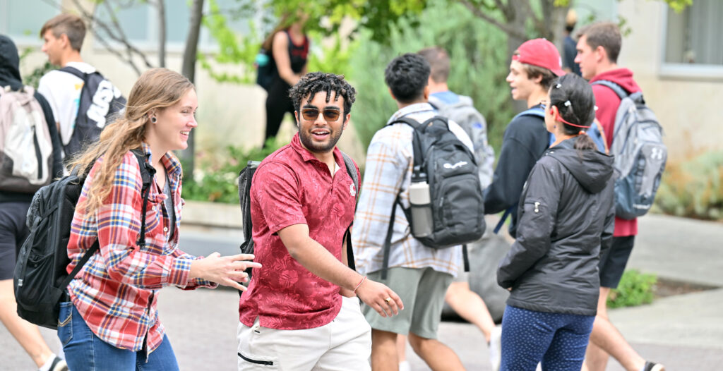 Students walking on the WSU Pullman campus.