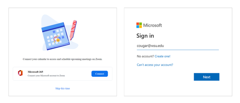 simply click Connect and sign in to Office 365 with your WSU credentials