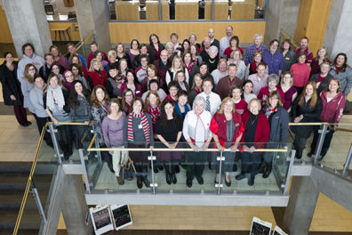 Group photo of faculty and staff at the WSU College of Nursing, which has been named a Center of Excellence.