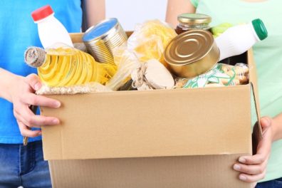 Stock art of a box of donated food