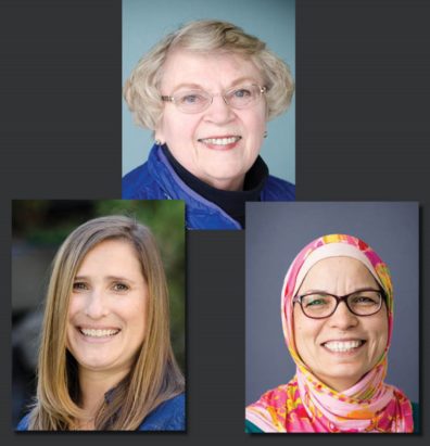 portraits of Roschelle (Shelly) Fritz, Renee Hoeksel, Kawkab Shishani
