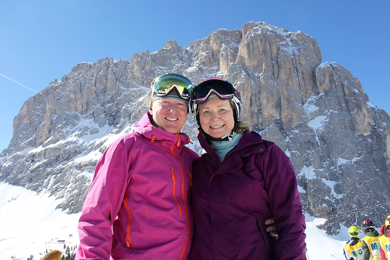 Voltz in ski gear on a mountain in Italy