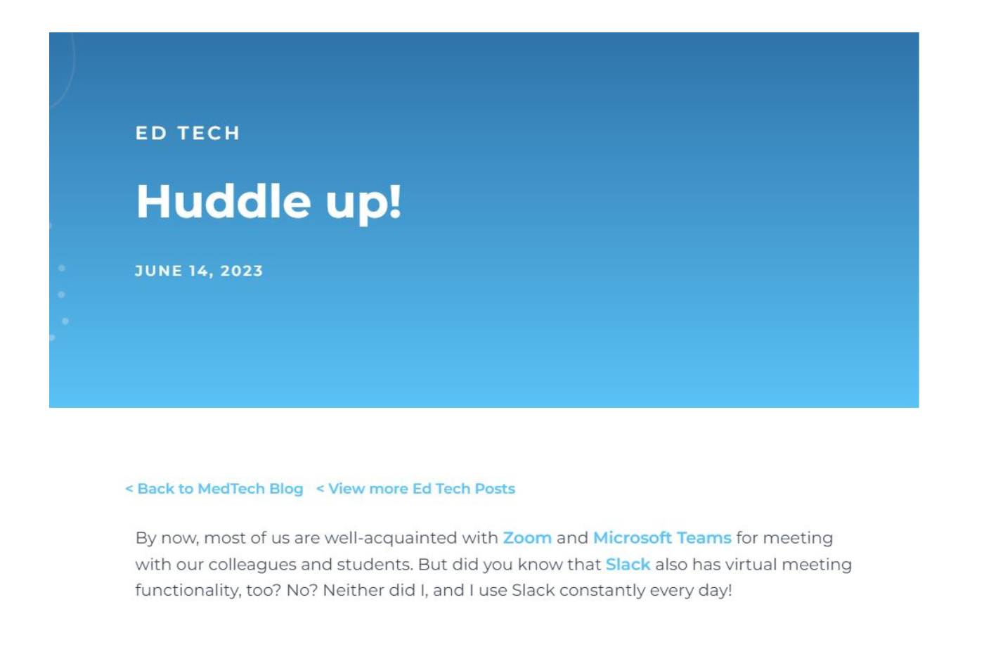 Huddle up with Slack Huddle | Elson S. Floyd College of Medicine News