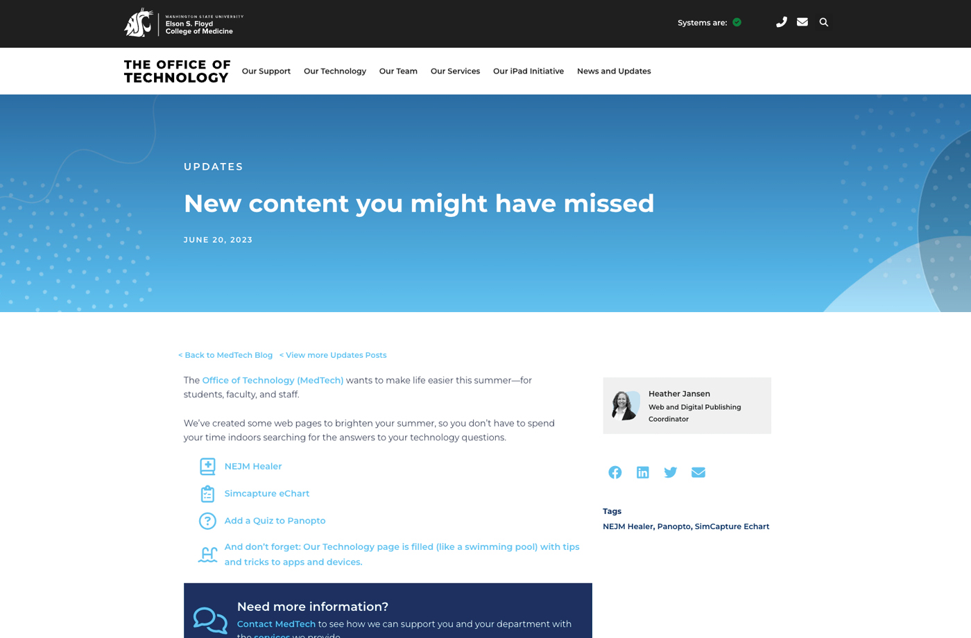 MedTech Blog Features New Tips and Tricks | Elson S. Floyd College of ...