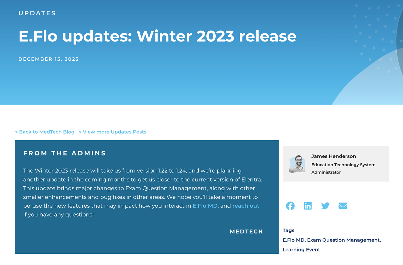 E.Flo MD Update Winter 2023 Release Elson S. Floyd College of