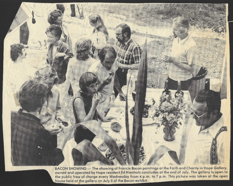 Newspaper clipping with photo of a party.