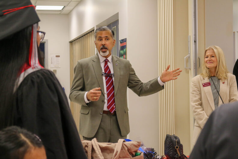 Dean Raj Khosla speaks to a crowd of our graduates and their family.