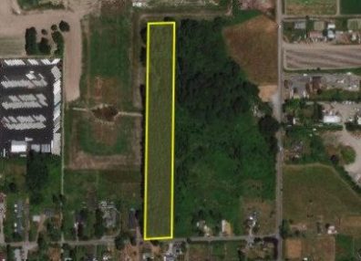 An overhead view highlighting the land for sale